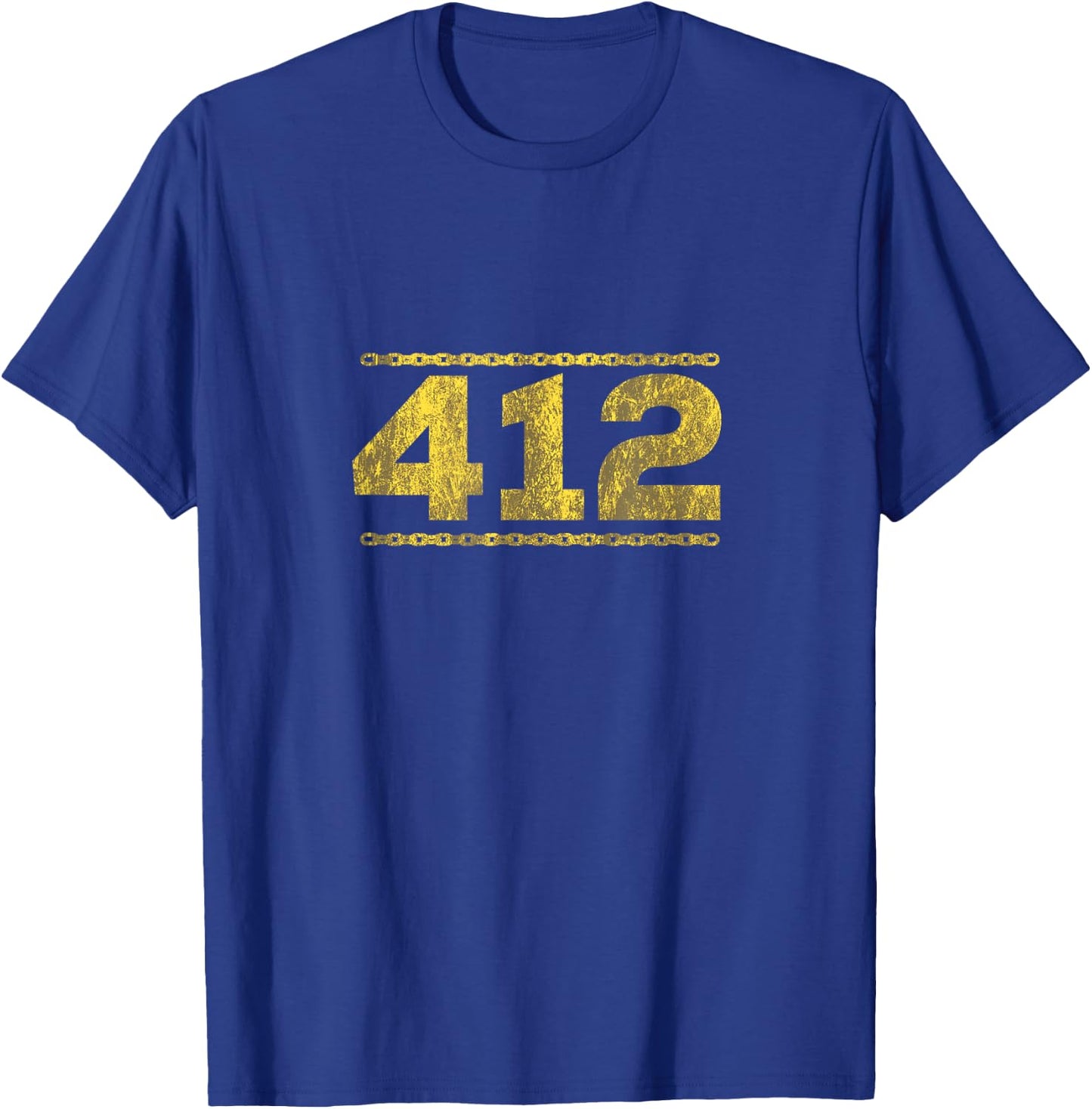 412 Pittsburgh Distressed Chain Yinzer City Retro Gift T-Shirt - T-Shirt | Royal