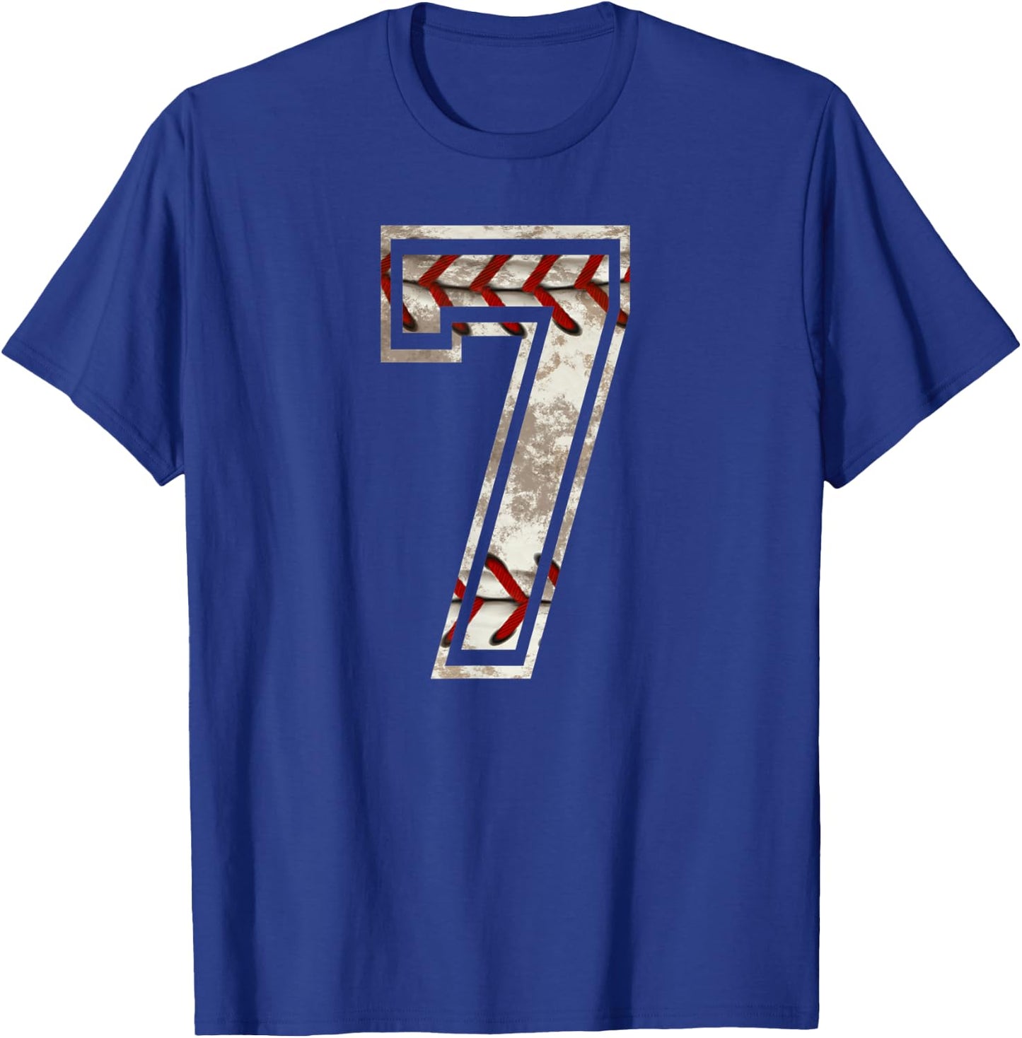 Baseball Jersey Number 7 Vintage Distressed T-Shirt - T-Shirt | Royal