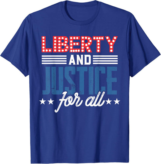 Liberty Justice For All Patriotic USA Freedom US American Women Kids Men T-Shirt - T-Shirt | Royal