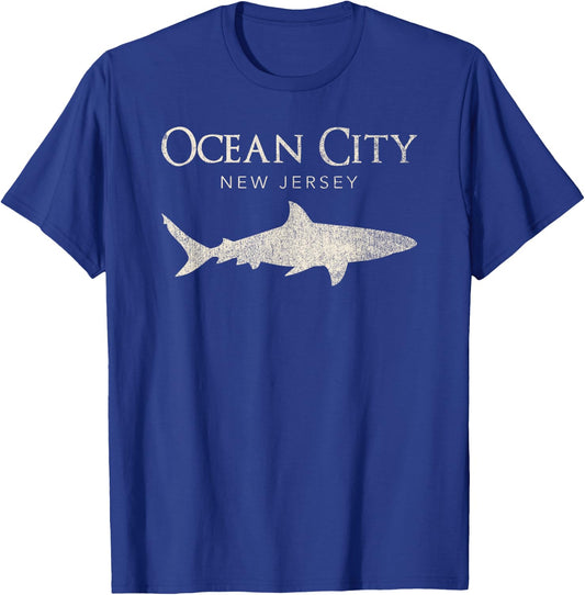 Retro Ocean City NJ Shark T-Shirt - T-Shirt | Royal