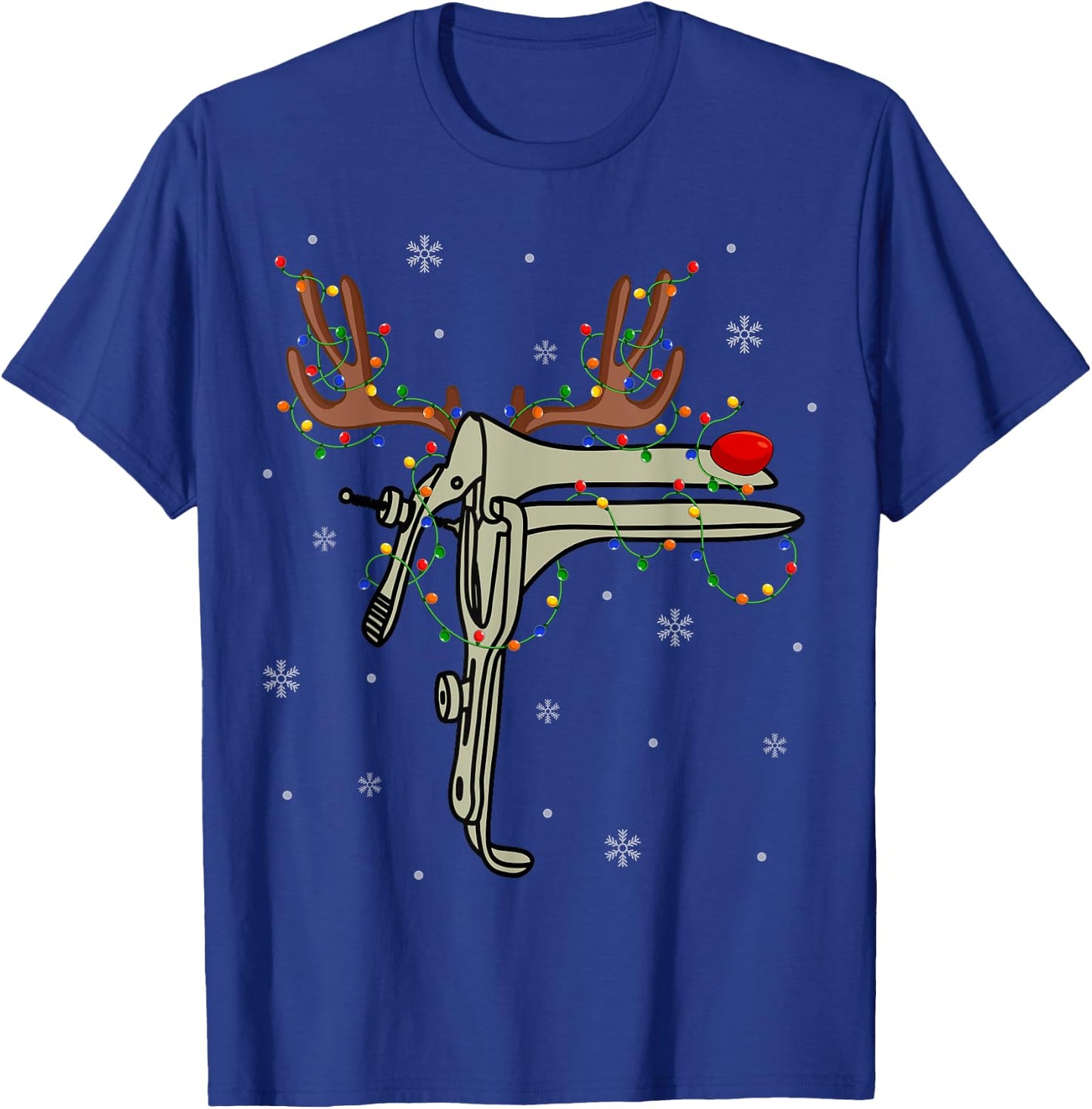 Speculum Reindeer Xmas Light Medical OB GYN Nurse Christmas T-Shirt - T-Shirt | Royal
