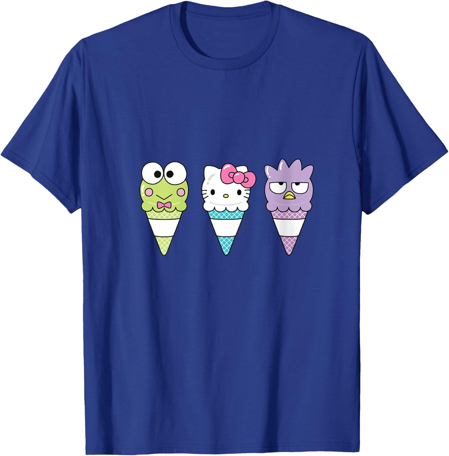 Hello Sanrio Keroppi Hello Kitty Badtz-Maru Ice Cream Cone V-Neck T-Shirt - T-Shirt | Royal