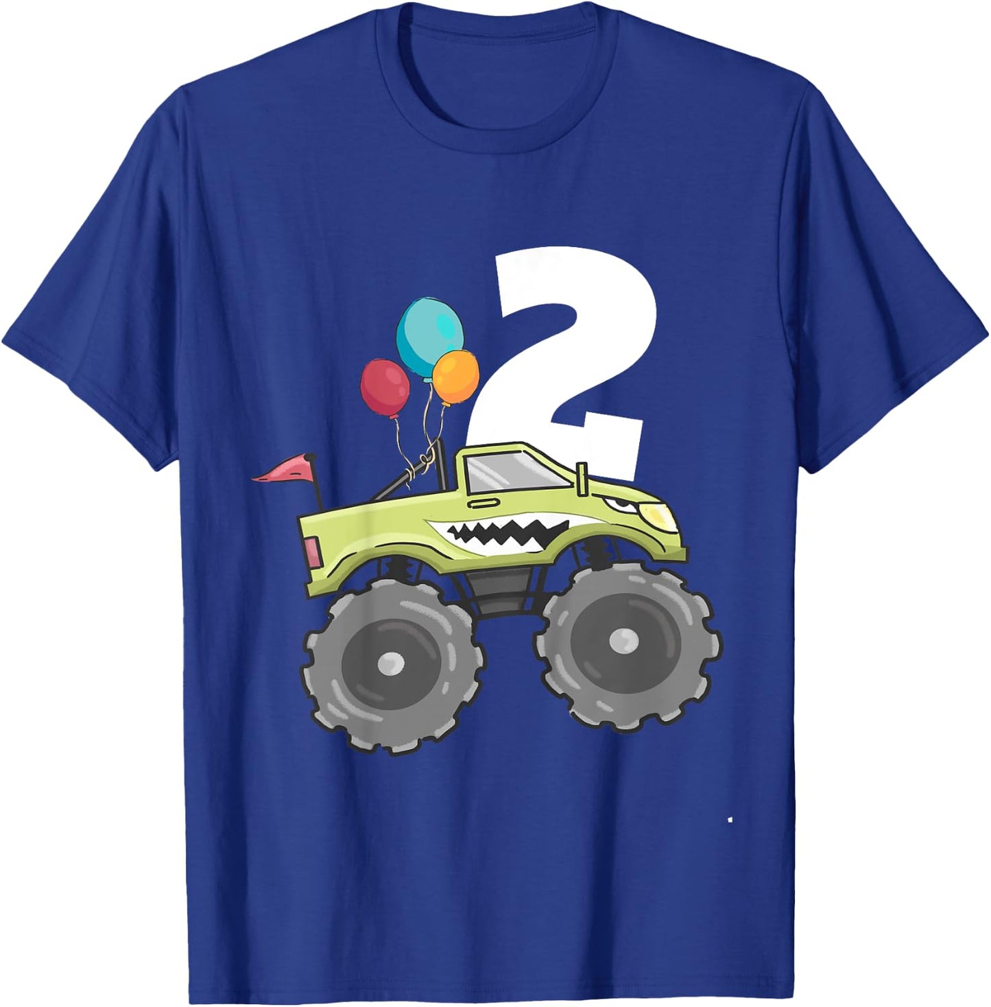 Kids Monster Truck Shark 2nd Birthday Boy 2 Two Year Old T-Shirt - T-Shirt | Royal