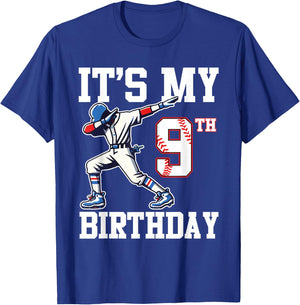 It's My 9th Birthday Baseball 9 Years Old Birthday Boy Girl T-Shirt - T-Shirt | Royal