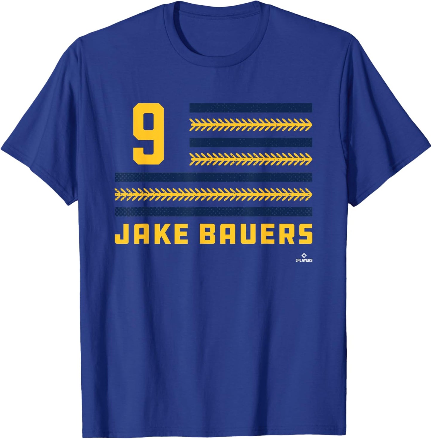 Flag Stripes Jake Bauers Milwaukee Baseball MLBPA T-Shirt - T-Shirt | Royal