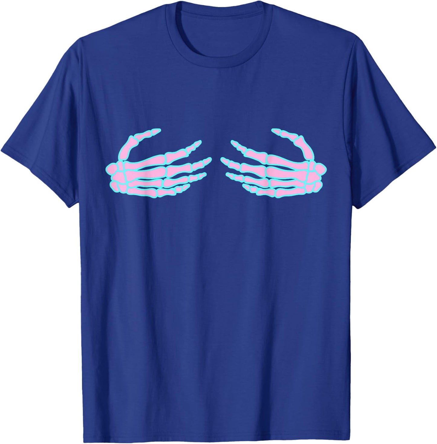 Skeleton Hands on Boob, Funny Halloween Boobs T-Shirt - T-Shirt | Royal