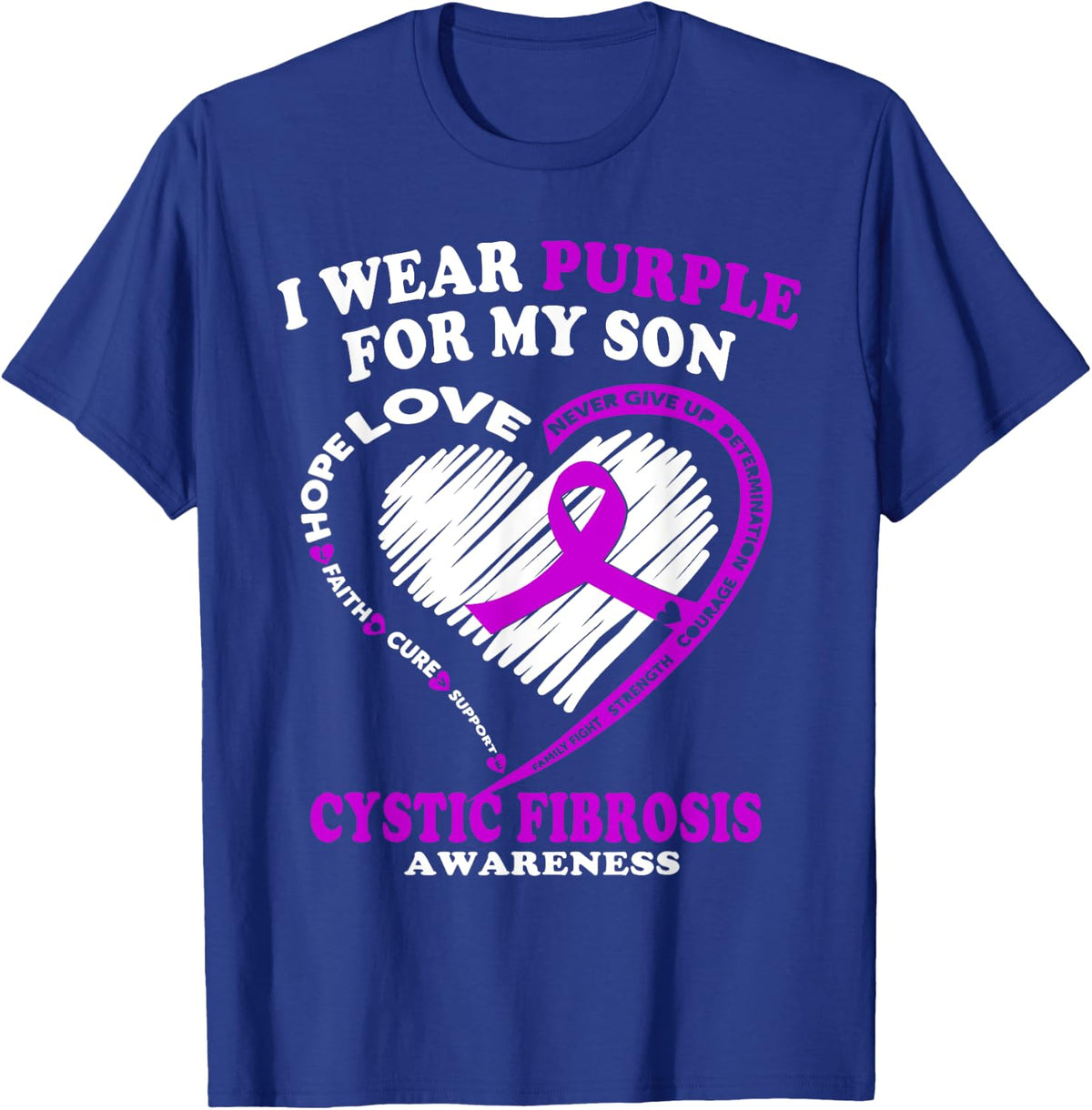 Cystic Fibrosis Shirt For Dad/Mom - I Wear Purple For My Son T-Shirt - T-Shirt | Royal