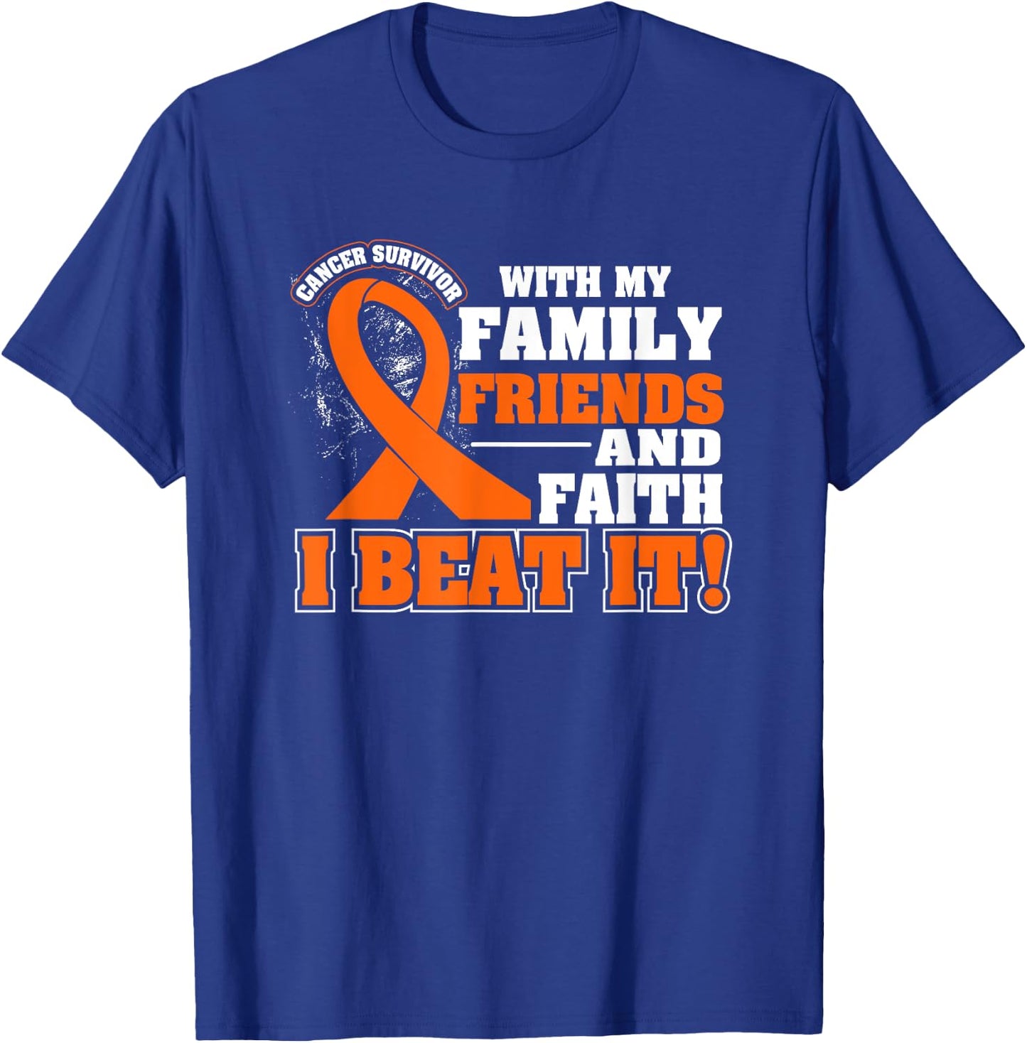 Family Faith I Beat It Leukemia Cancer Awareness Ribbon T-Shirt - T-Shirt | Royal