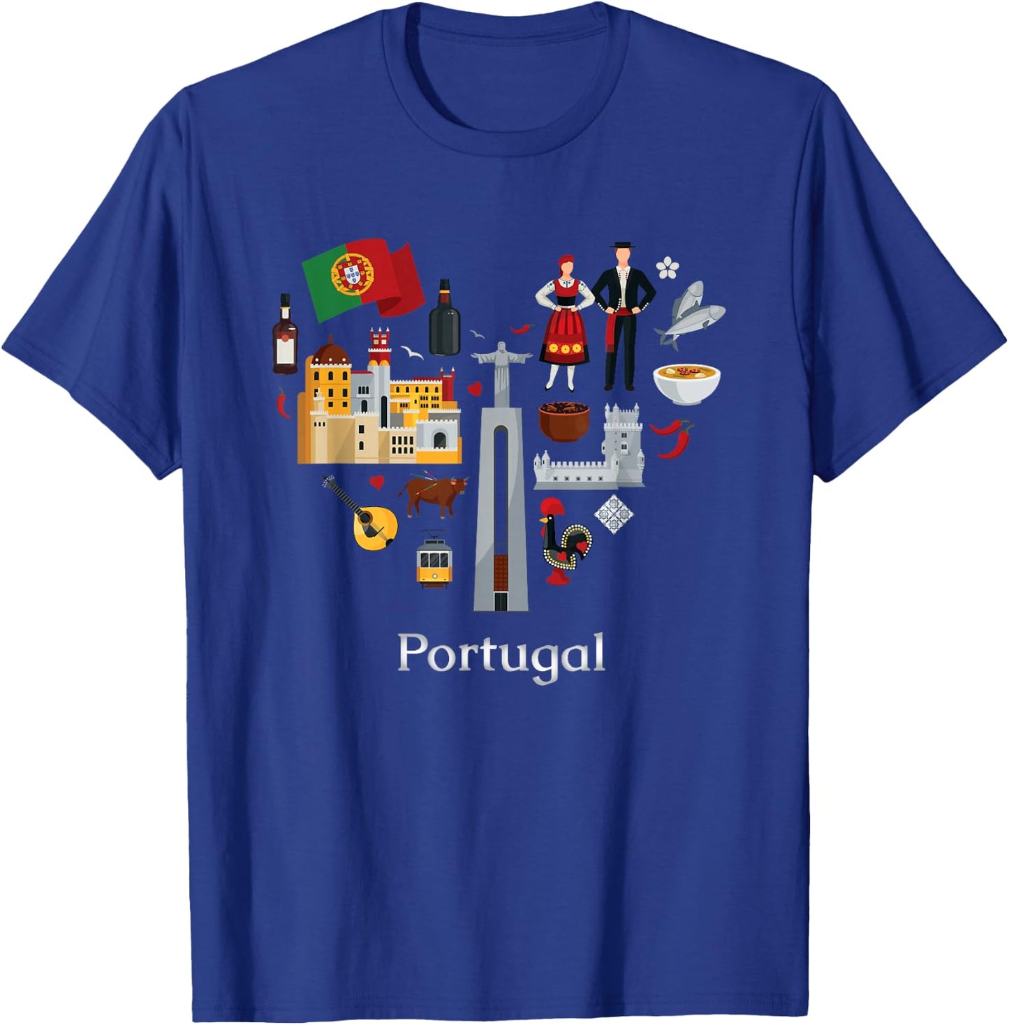 Portugal Love Heart Azulejos Fado Lisbon Vibrancy T-Shirt - T-Shirt | Royal