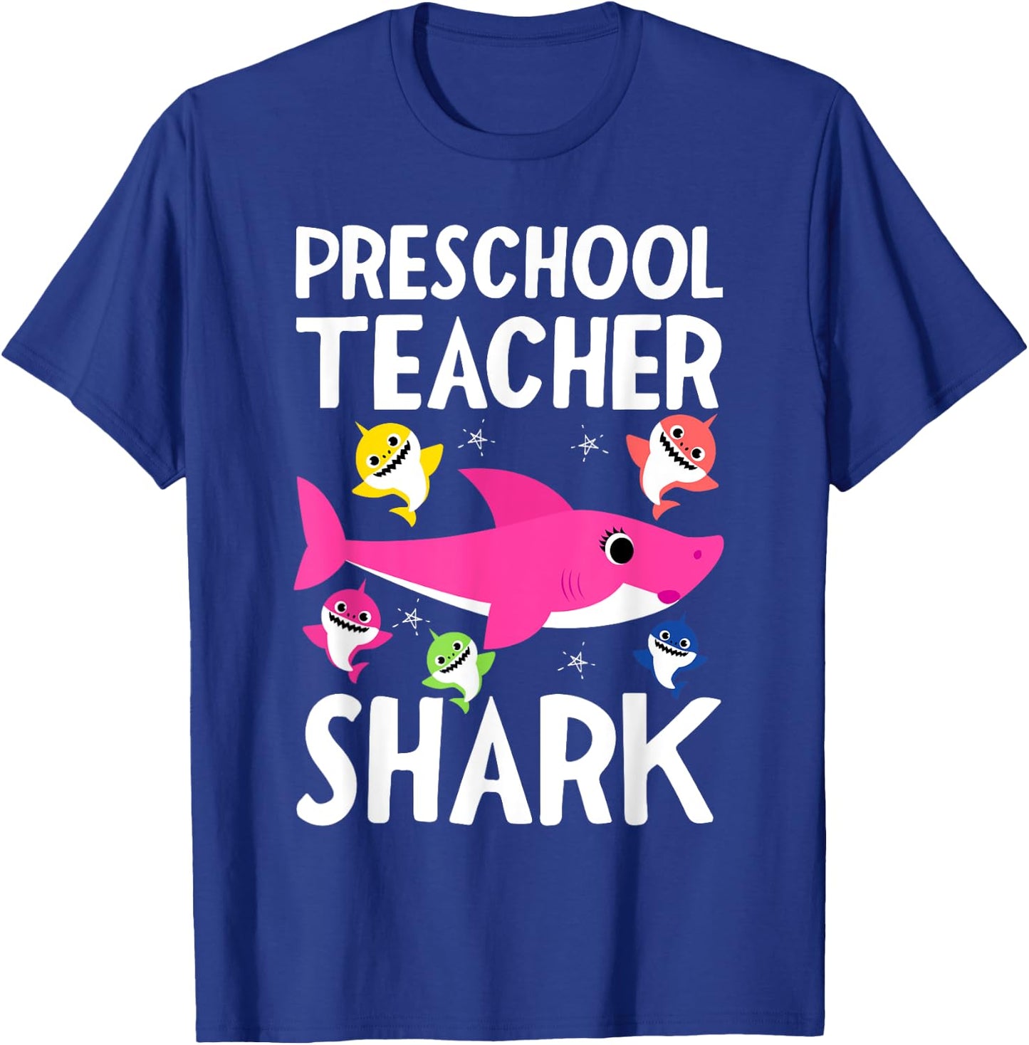 Preschool Teacher Shark Funny Gift Teachers T-Shirt - T-Shirt | Royal