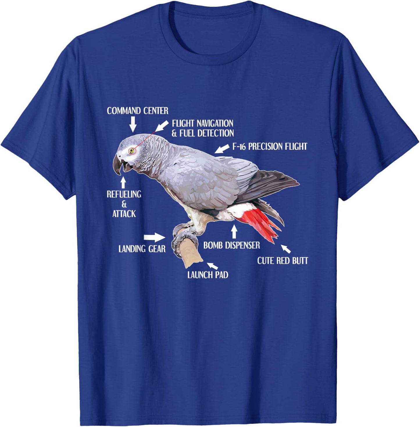 Anatomy Of An African Grey Parrot Funny Bird Gift T-Shirt - T-Shirt | Royal