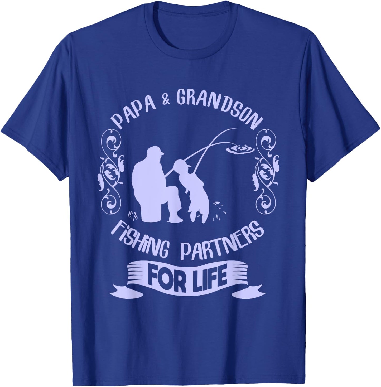 Matching Papa and Grandson Fishing Shirt Fishing Grandpa T-Shirt - T-Shirt | Royal