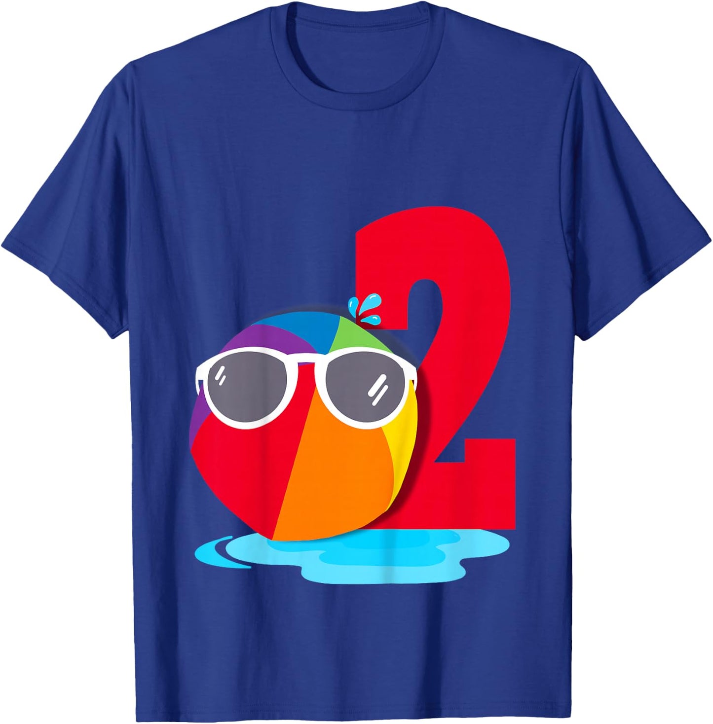 Beach Ball Sunglasses Birthday Shirt 2 Year Old Pool Party T-Shirt - T-Shirt | Royal