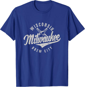Wisconsin Milwaukee Brew City Vintage T-Shirt - T-Shirt | Royal