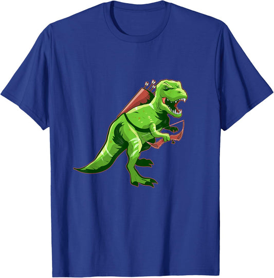 Archery T-Rex Archer Bow Hunting Arrow Dinosaur T-Shirt - T-Shirt | Royal