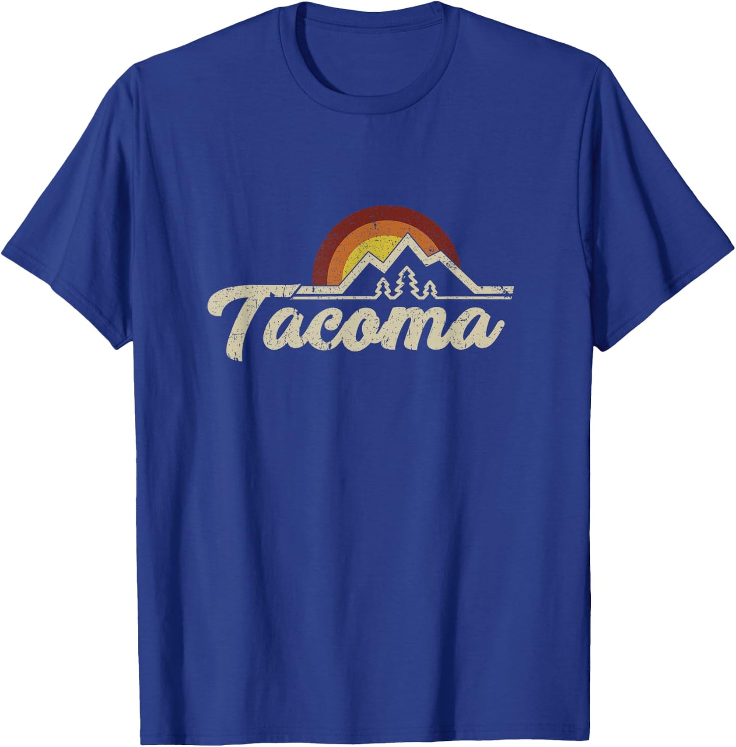 Tacoma WA Retro Throwback Distressed Gift T-Shirt - T-Shirt | Royal