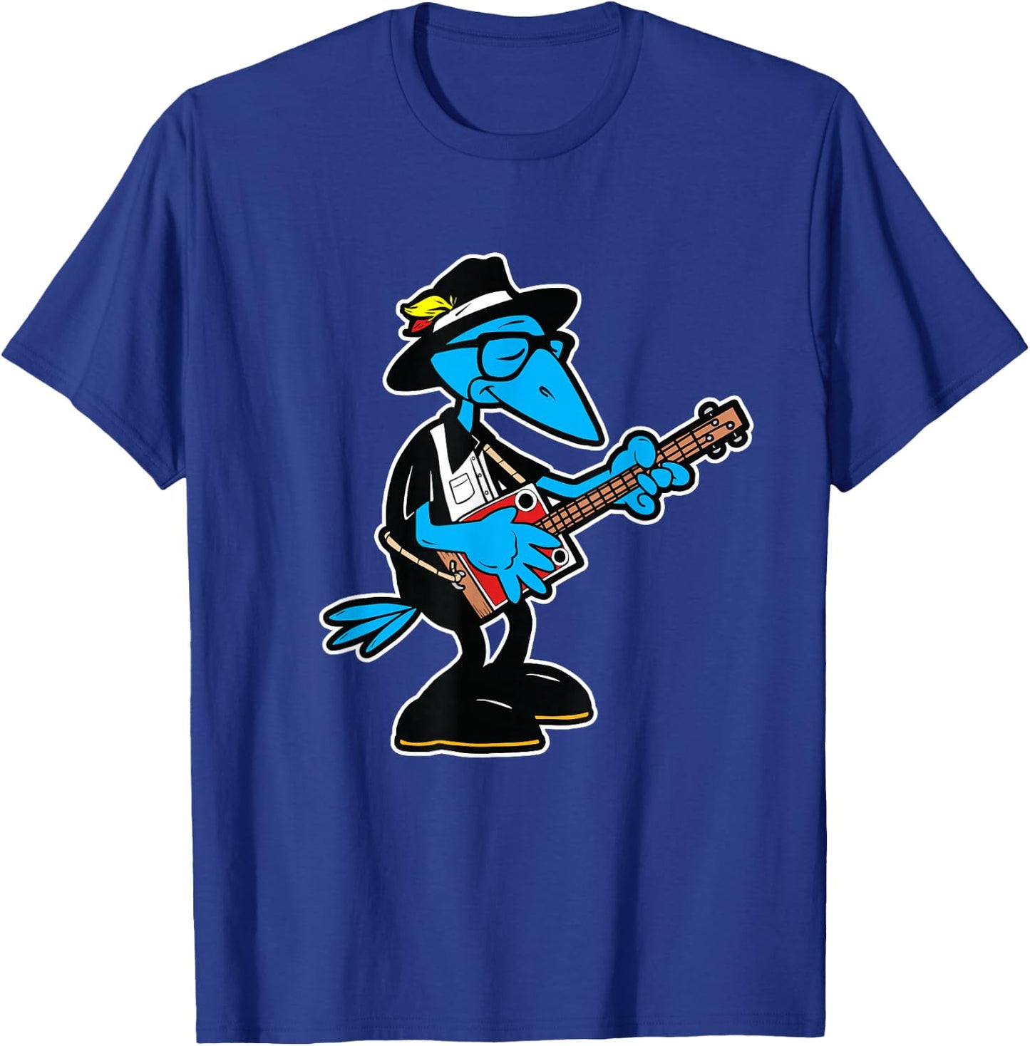 Southern Music Cartoon Crow Blues Guitarist T-Shirt - T-Shirt | Royal