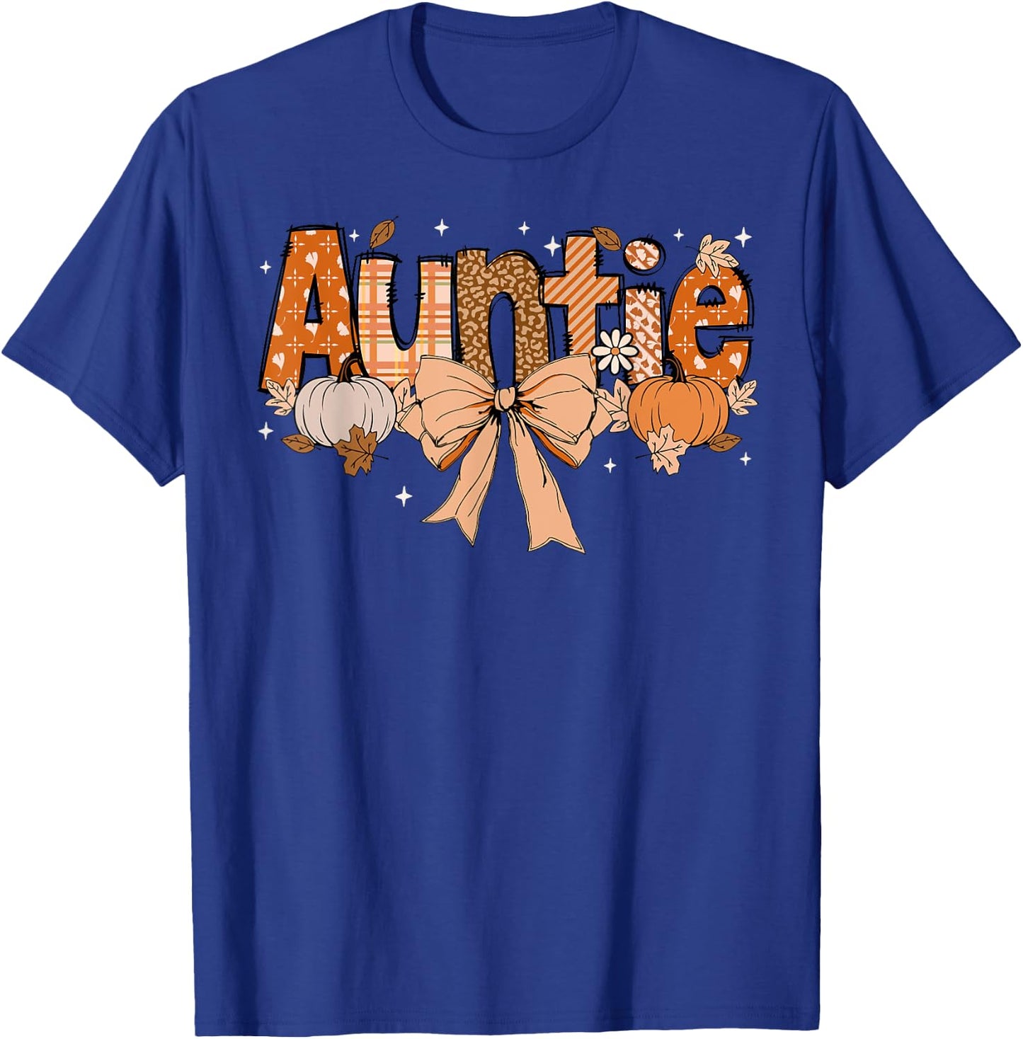 Auntie Pumpkin Fall Coquette Bow Thanksgiving Mom Women T-Shirt - T-Shirt | Royal
