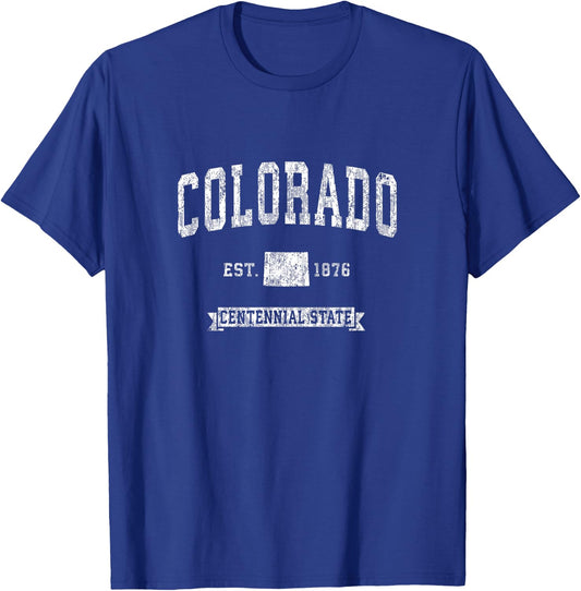 Retro Colorado CO Vintage Athletic Sports Design T-Shirt - T-Shirt | Royal
