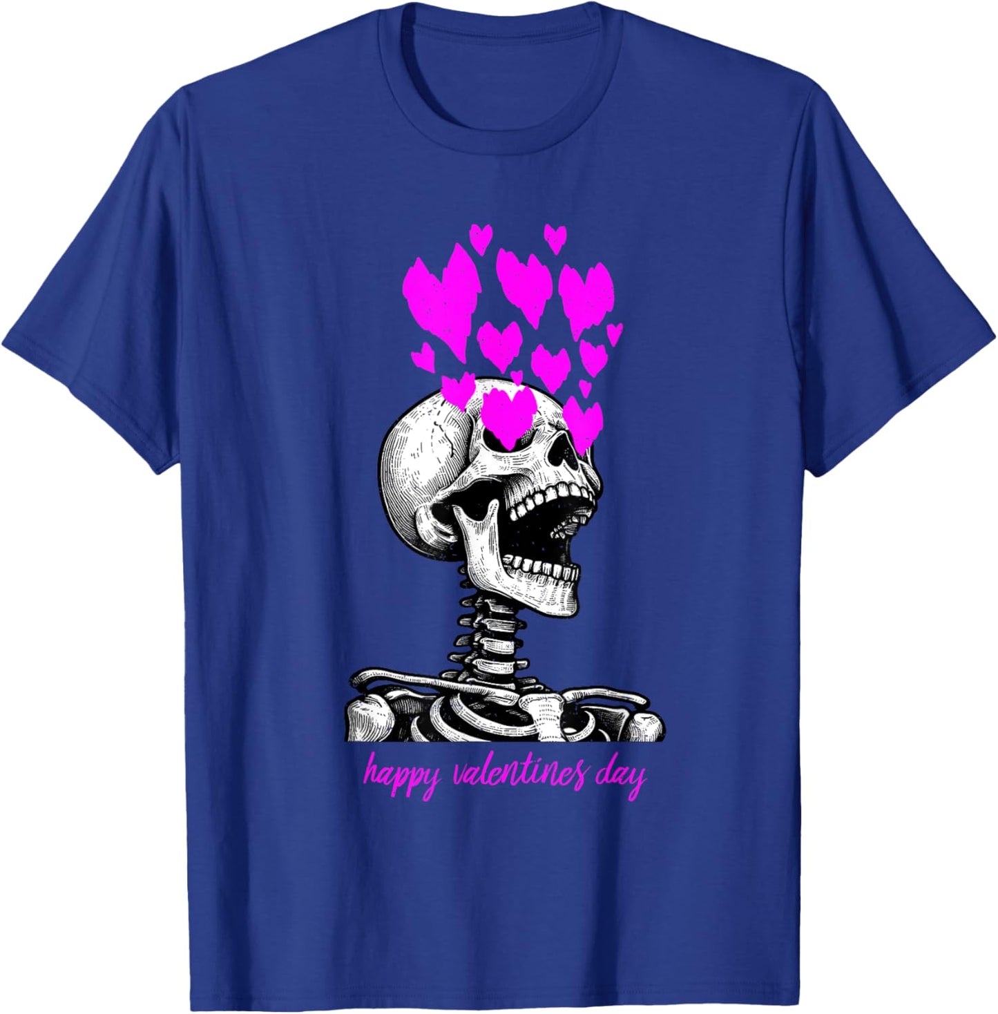 Skeleton Heart Eyes Happy Valentines Day Love T-Shirt - T-Shirt | Royal