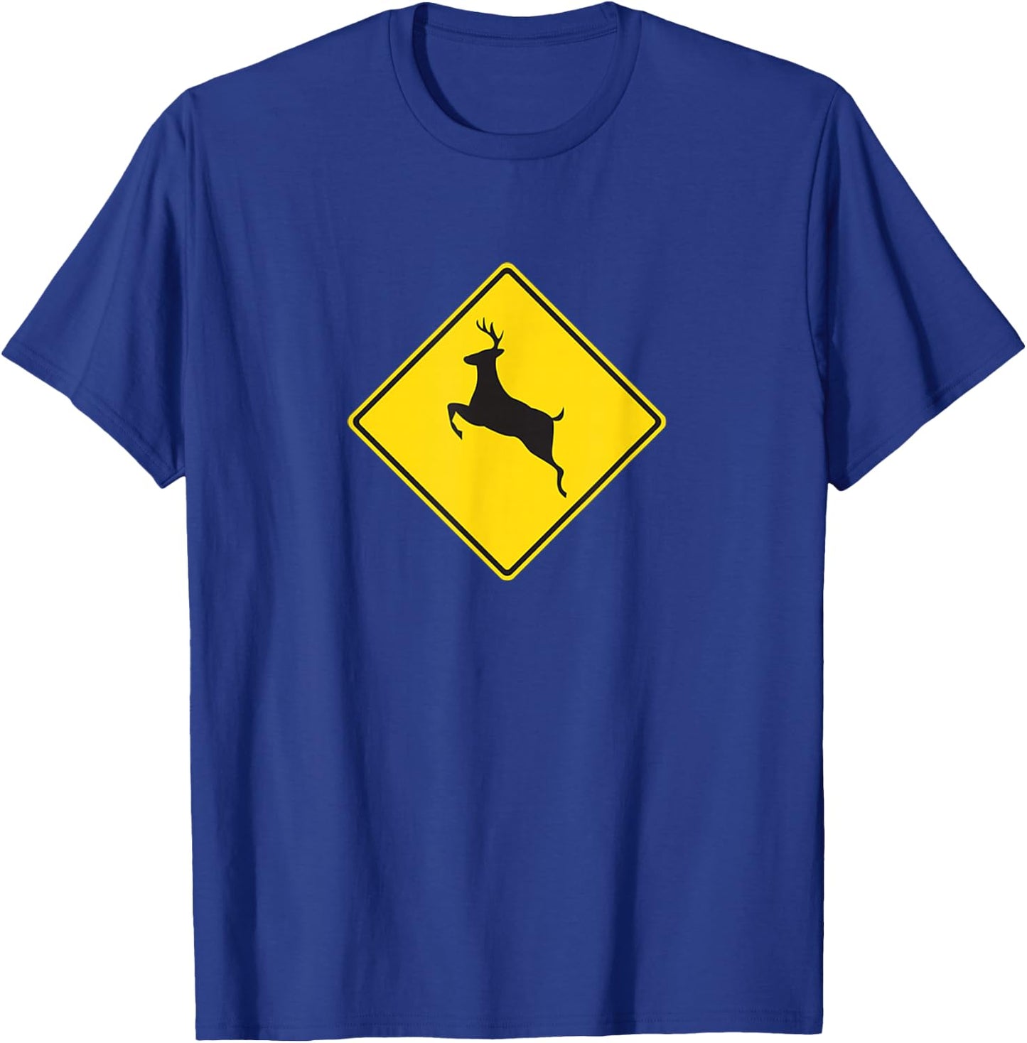 Outdoors Yellow Deer Crossing Sign T-Shirt - T-Shirt | Royal
