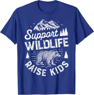 Support Wildlife Raise Kids T shirt Mom Dad Mother Parents T-Shirt - T-Shirt | Royal