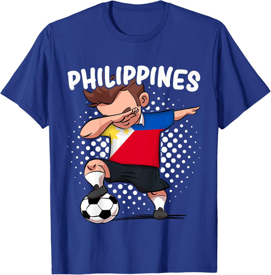 Kids Funny Dab Soccer for Kids Philippines Flag Filipino T-Shirt - T-Shirt | Royal