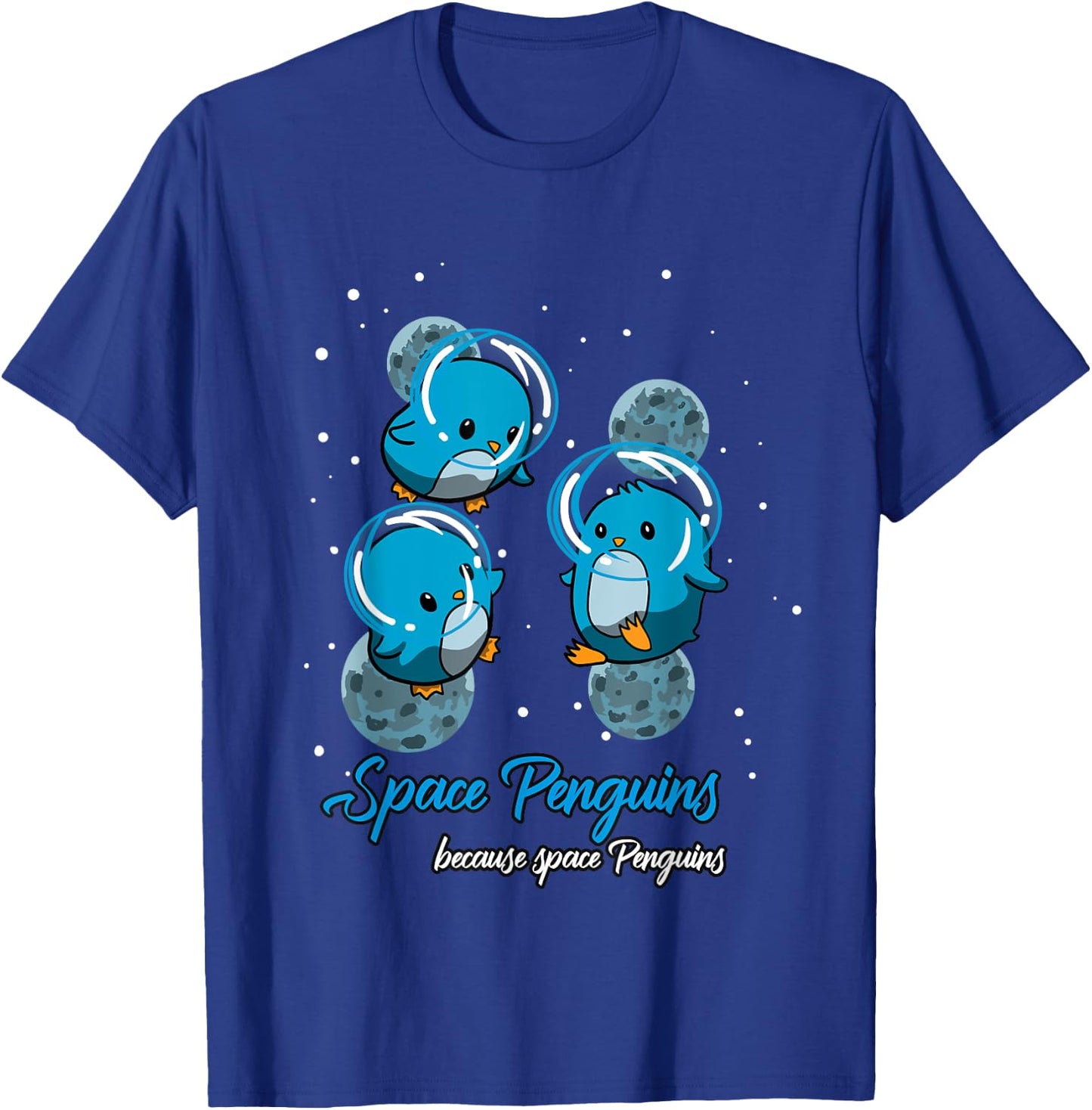 Space Penguins | Funny Astronaut Penguin T-Shirt - T-Shirt | Royal