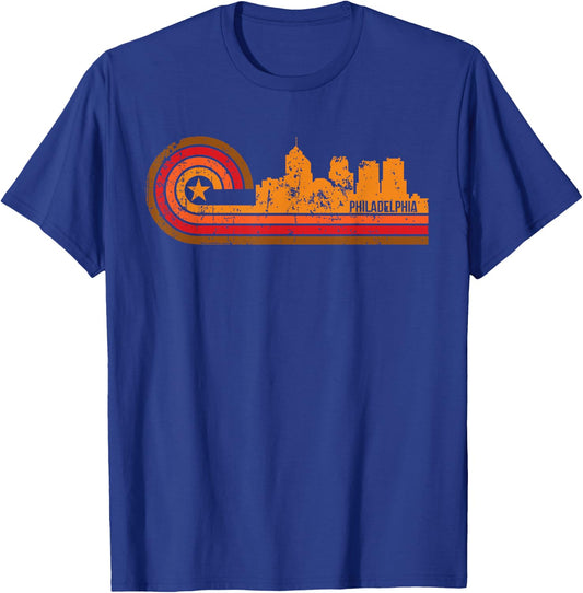 Retro Philadelphia - Philadelphia PA Skyline T-Shirt - T-Shirt | Royal