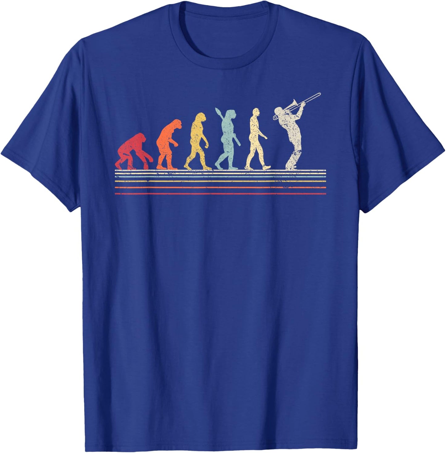 Funny Trombone : Retro Vintage Evolution Of Man T-Shirt - T-Shirt | Royal