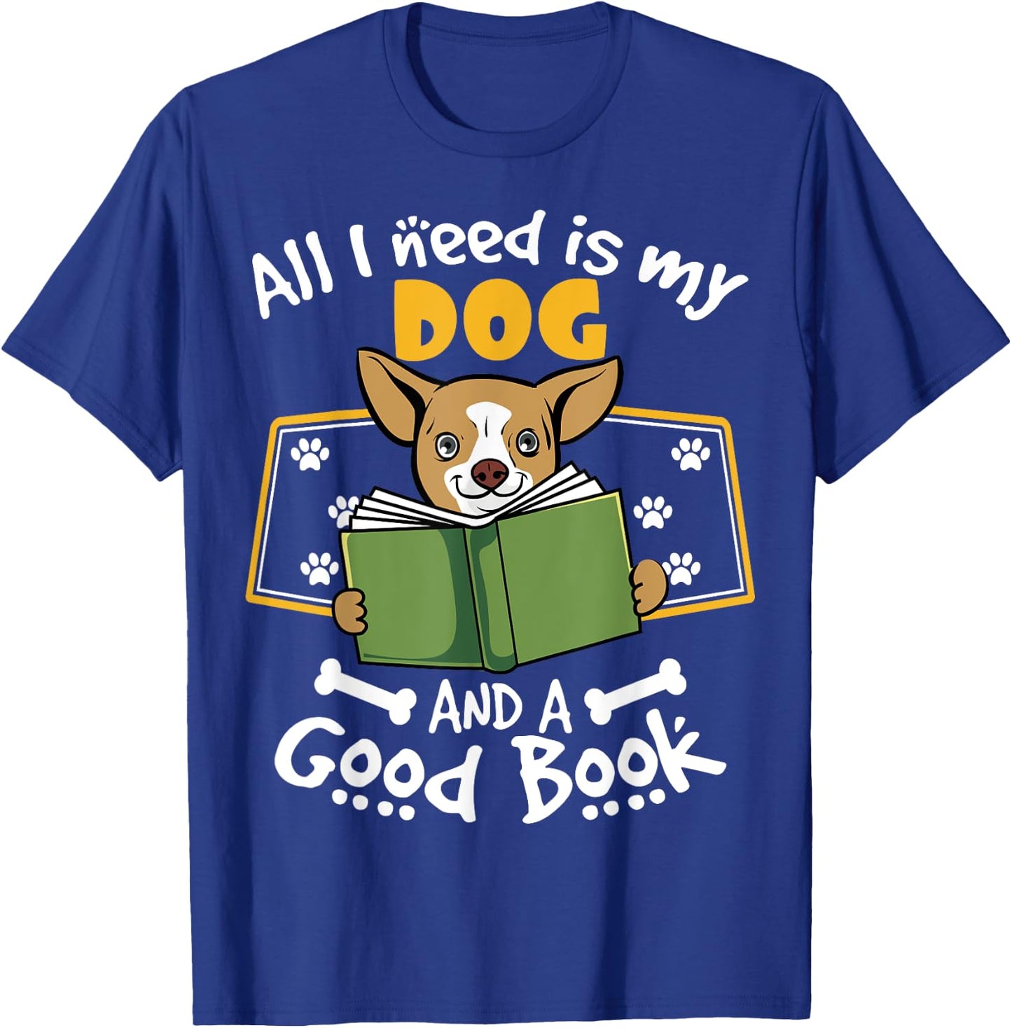 Funny Dog Book Lover | My Dog & Good Book T-Shirt - T-Shirt | Royal