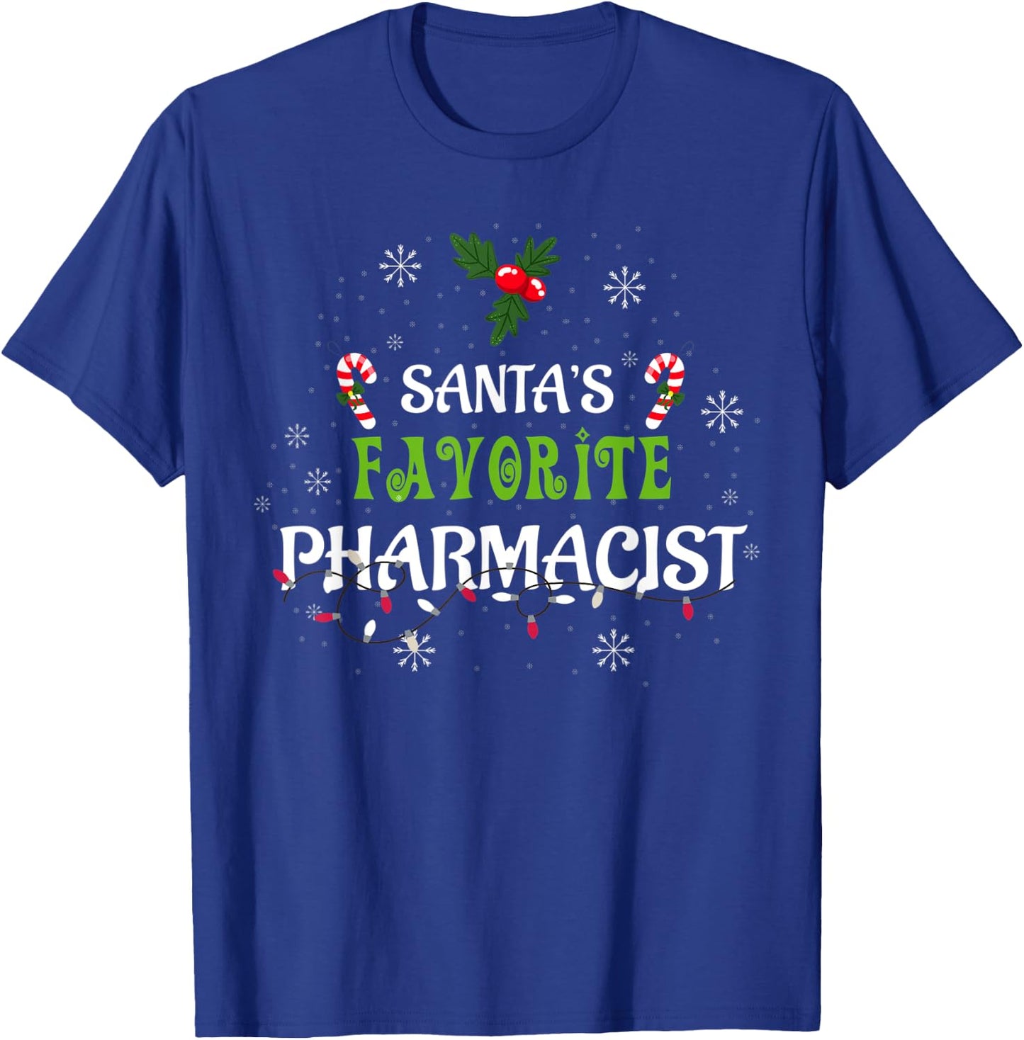 Santa's Favorite Pharmacist Christmas Pajama Gift Xmas T-Shirt - T-Shirt | Royal