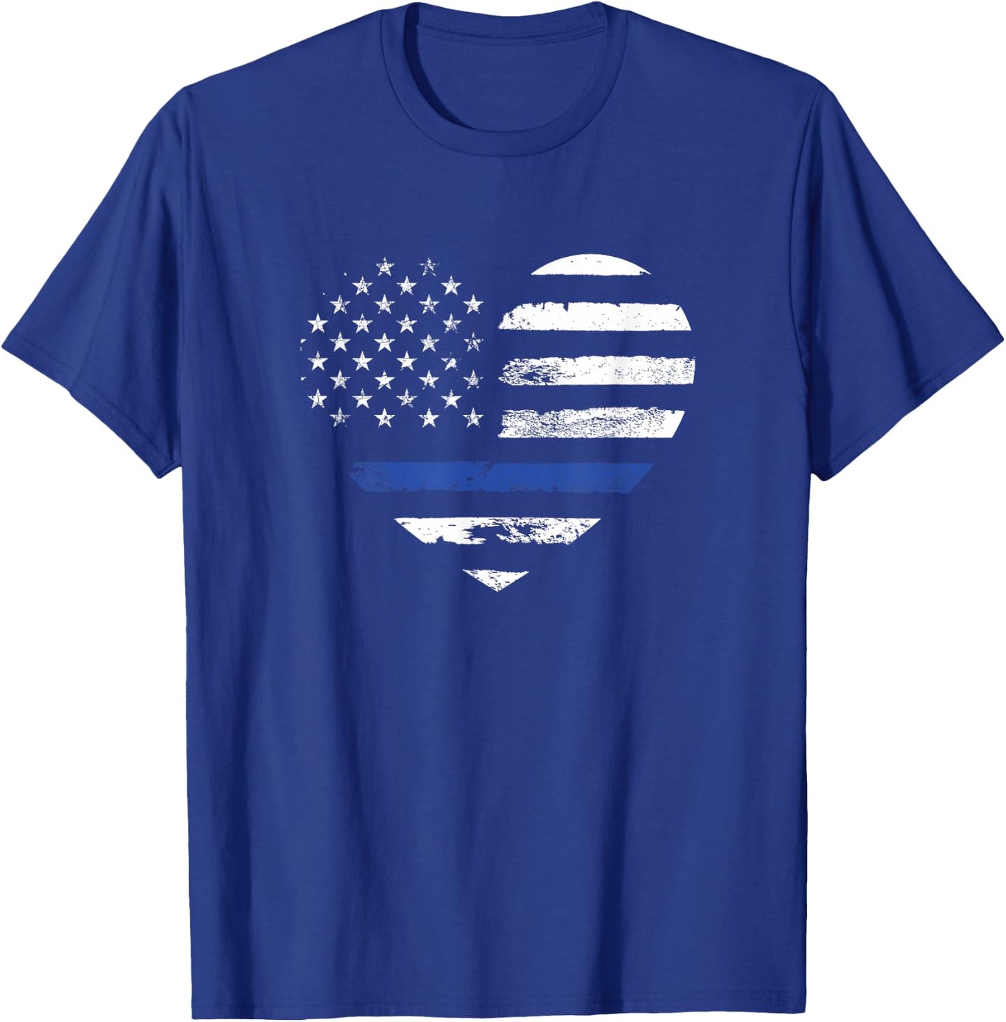 Thin Blue Line Heart Flag Police Officer Support T-Shirt - T-Shirt | Royal