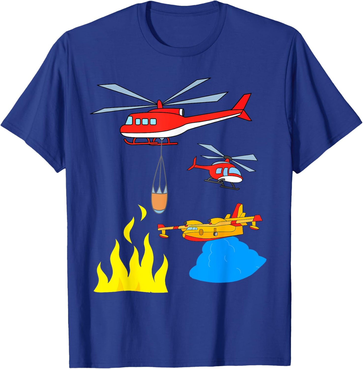 Fire Engine Aeroplane Helicopter T-Shirt - T-Shirt | Royal
