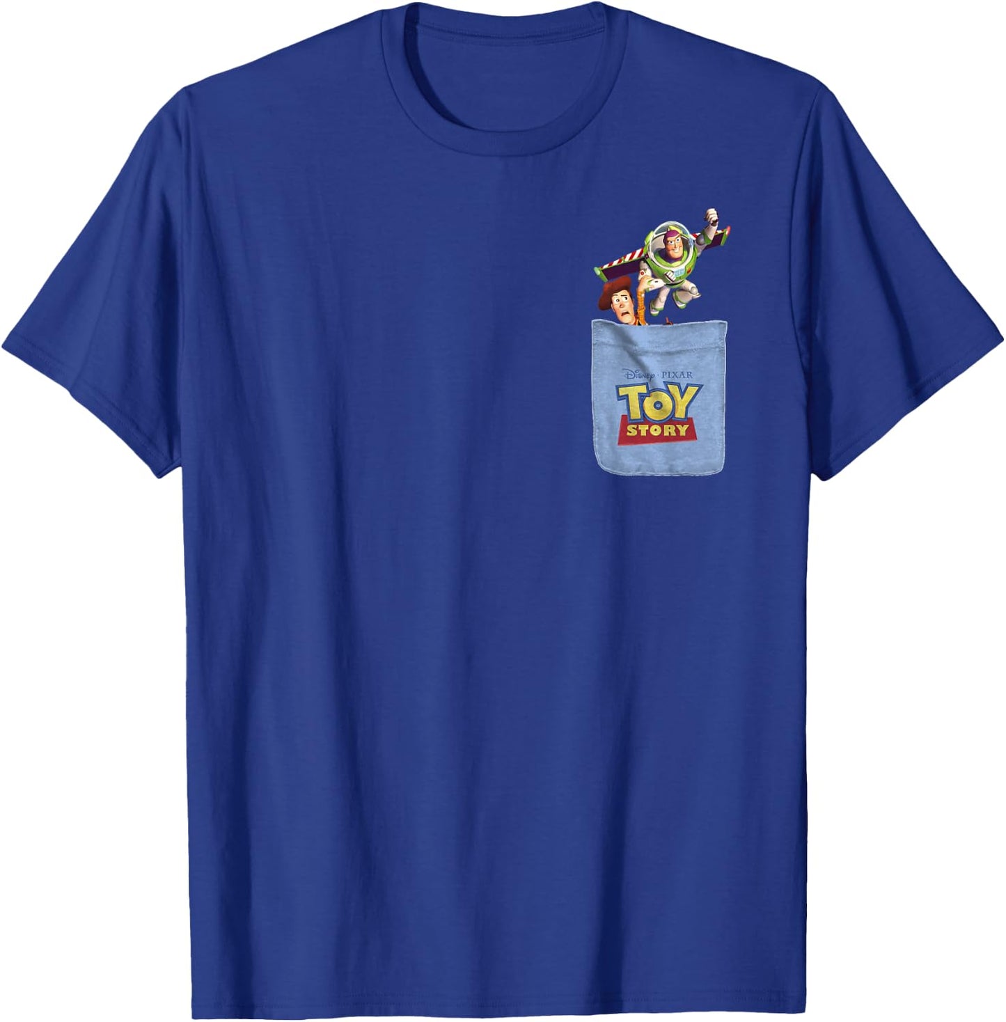 Disney Pixar Toy Story Buzz and Woody Mini Pocket Icon Logo T-Shirt - T-Shirt | Royal