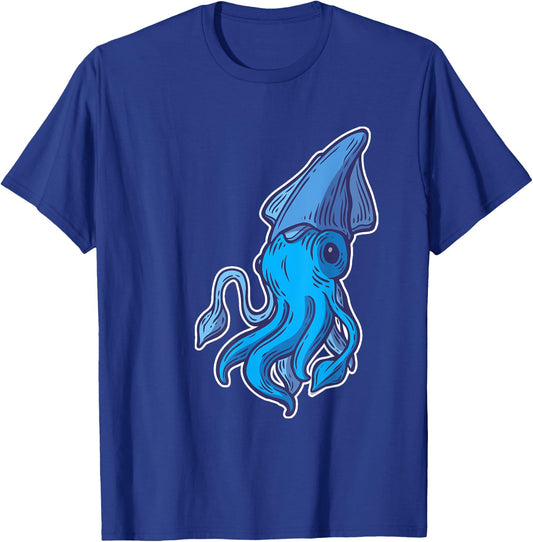 Giant Squid Sea Creature Lover Cartoon Men Women Kids T-Shirt - T-Shirt | Royal