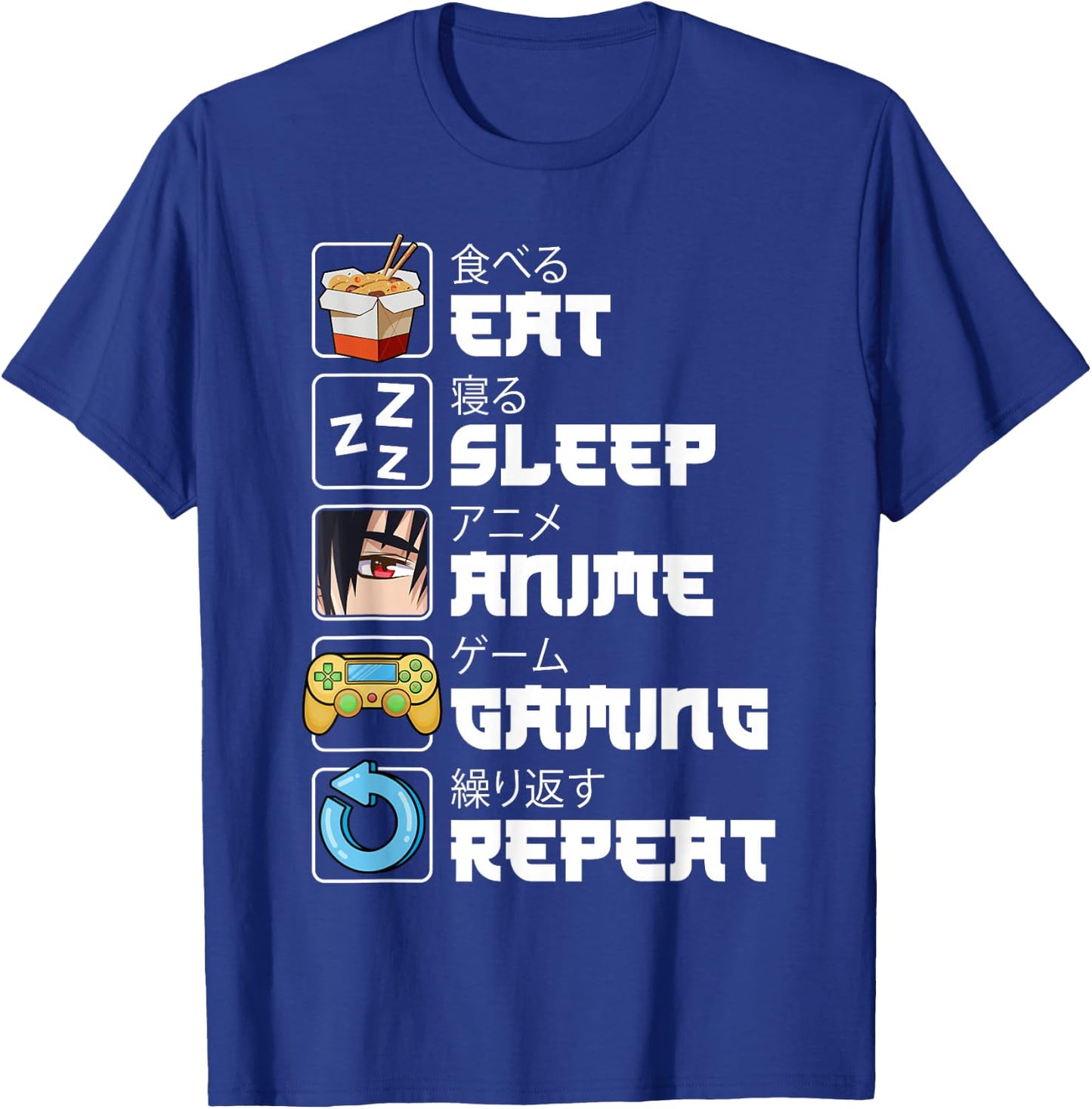 Eat Sleep Anime Gaming Repeat Funny Japan Anime Manga Teens T-Shirt - T-Shirt | Royal