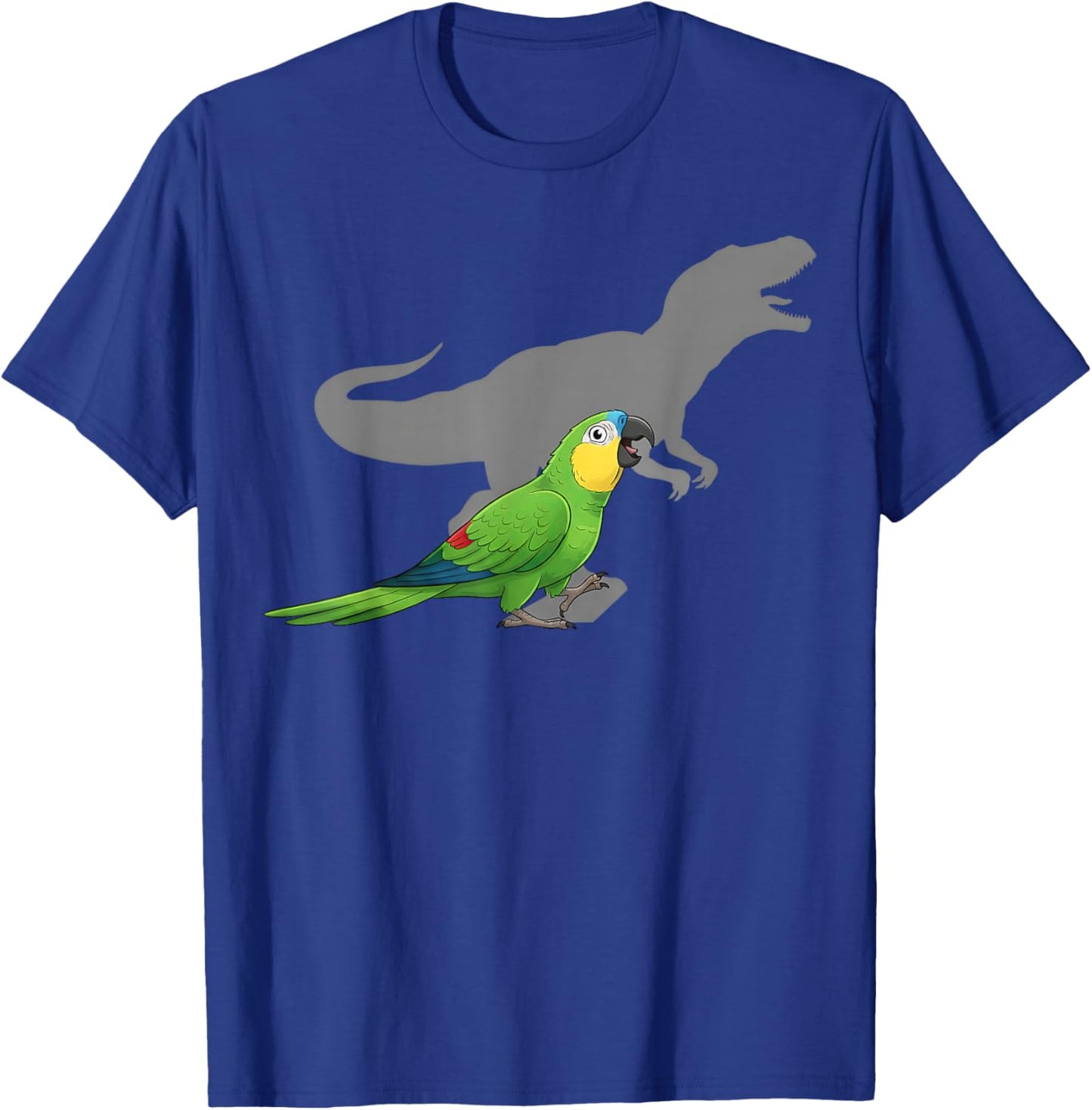 Blue-Fronted Parrot with T rex Shadow Bird Lovers T-Shirt - T-Shirt | Royal