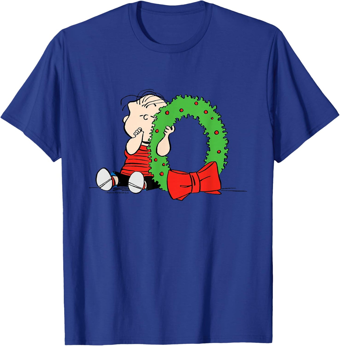 Peanuts Linus Christmas Wreath T-Shirt - T-Shirt | Royal