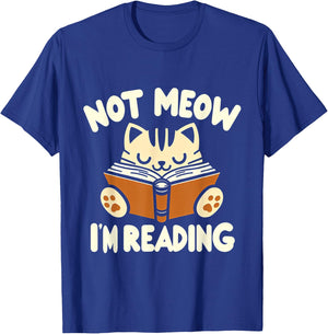 Not Meow I'm Reading Bookworm Cat Lover T-Shirt - T-Shirt | Royal