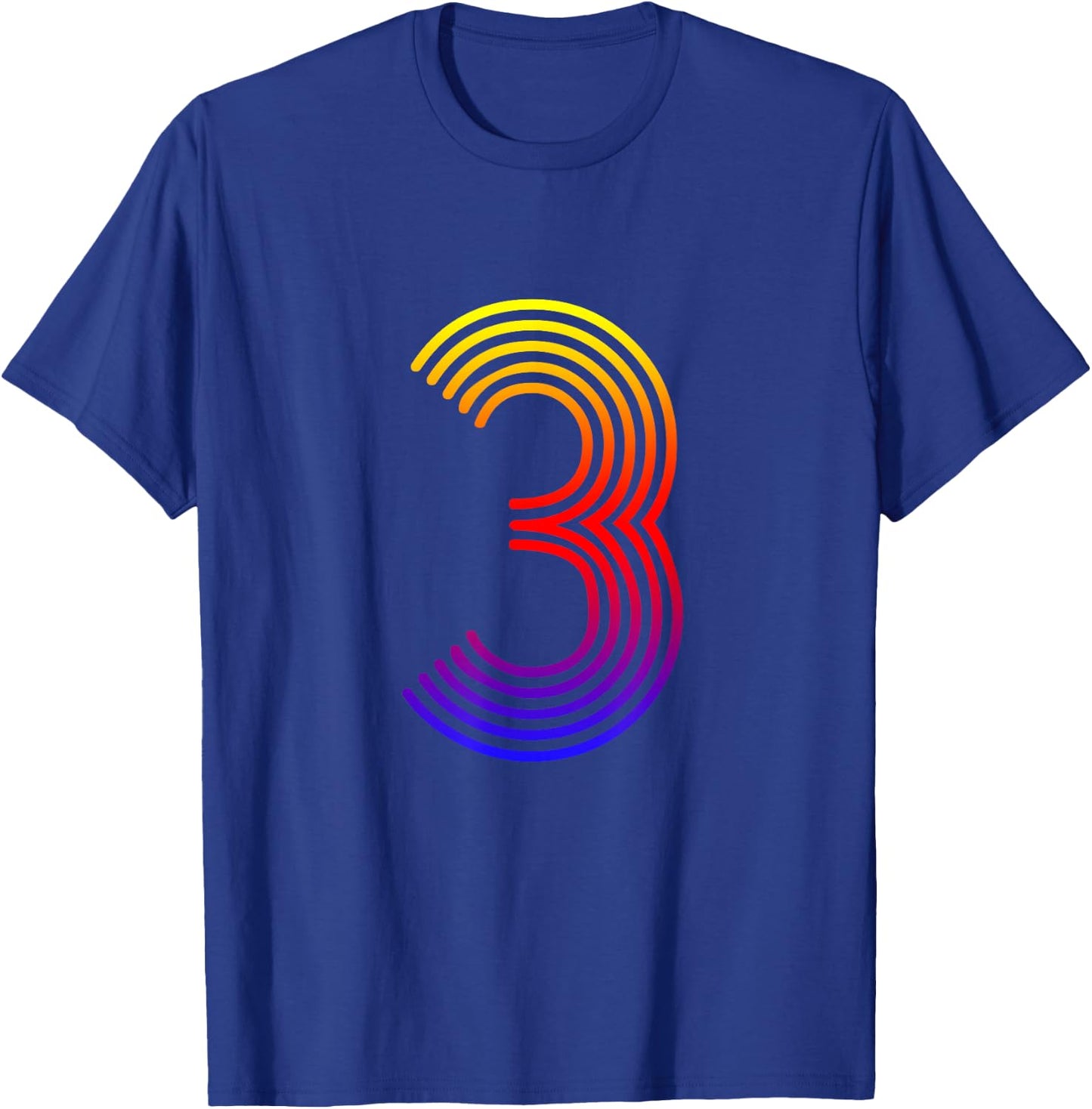 Number 3 Shirt Birthday Gift Disco Rainbow Retro T-Shirt - T-Shirt | Royal