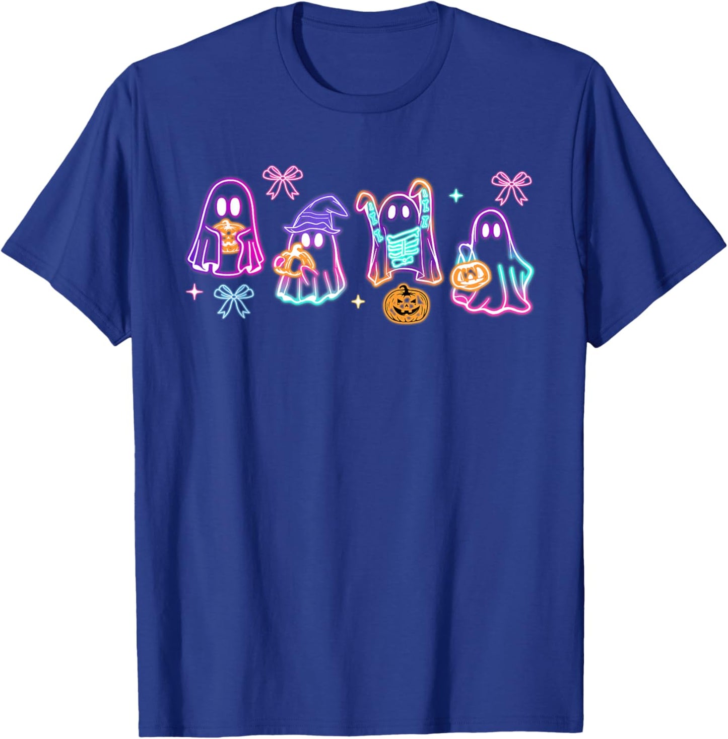 Funny Spooky Season Cute Boo Ghost Glow In Halloween Night T-Shirt - T-Shirt | Royal
