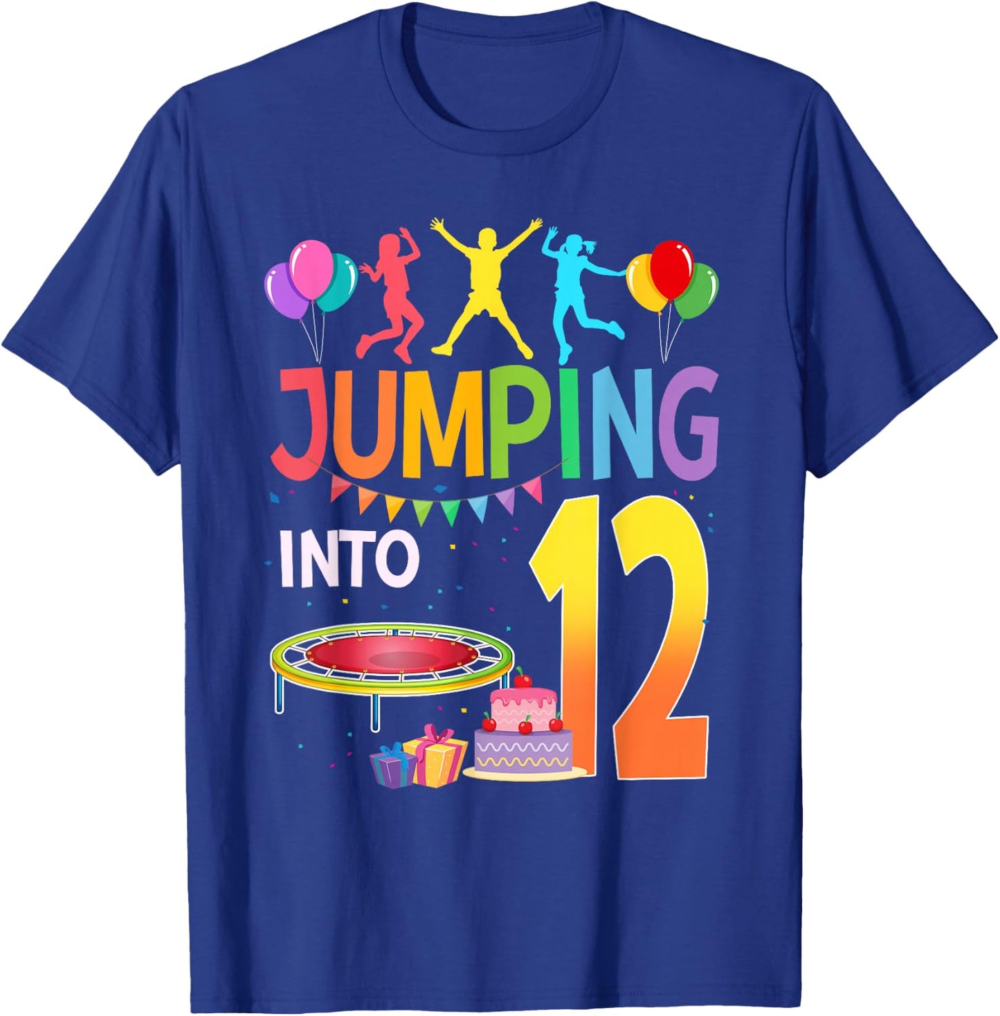 Jumping Into 12 Birthday Trampoline Party 12 Year Old T-Shirt - T-Shirt | Royal