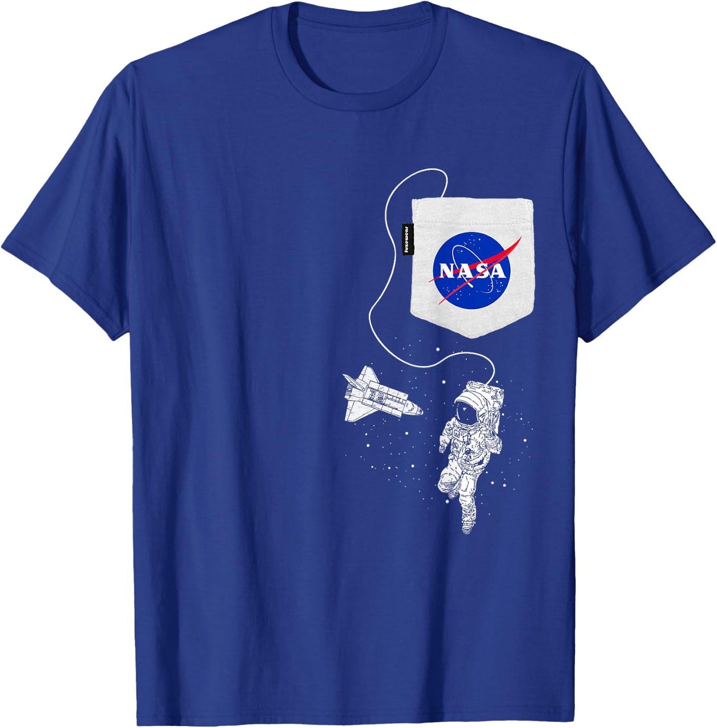NASA Faux Pocket Astronaut Space Shuttle in Space T-Shirt - T-Shirt | Royal
