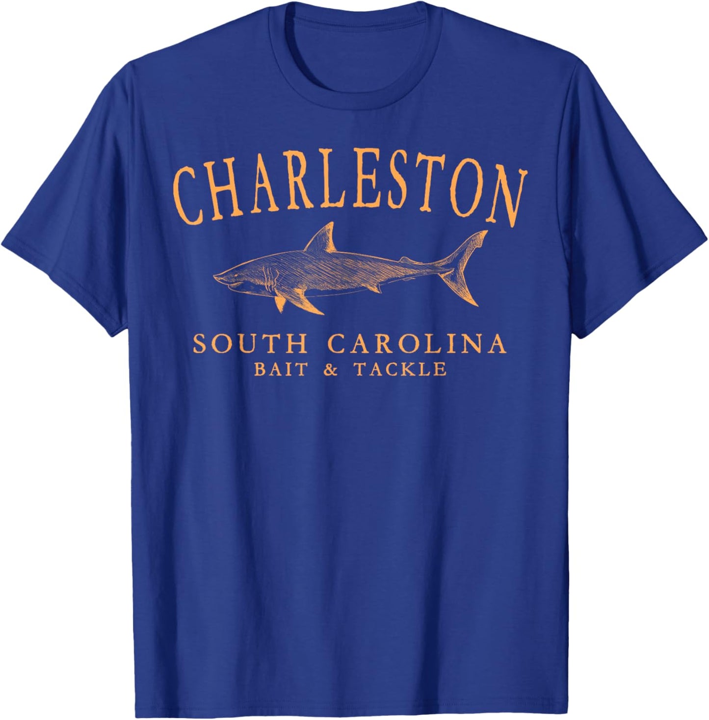 Charleston South Carolina Shark Orange Art Fishing T-Shirt - T-Shirt | Royal