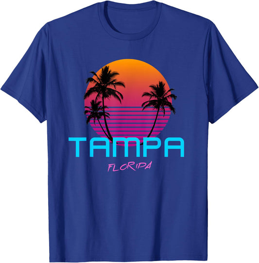 Tampa Florida Retro 80s T-Shirt - T-Shirt | Royal