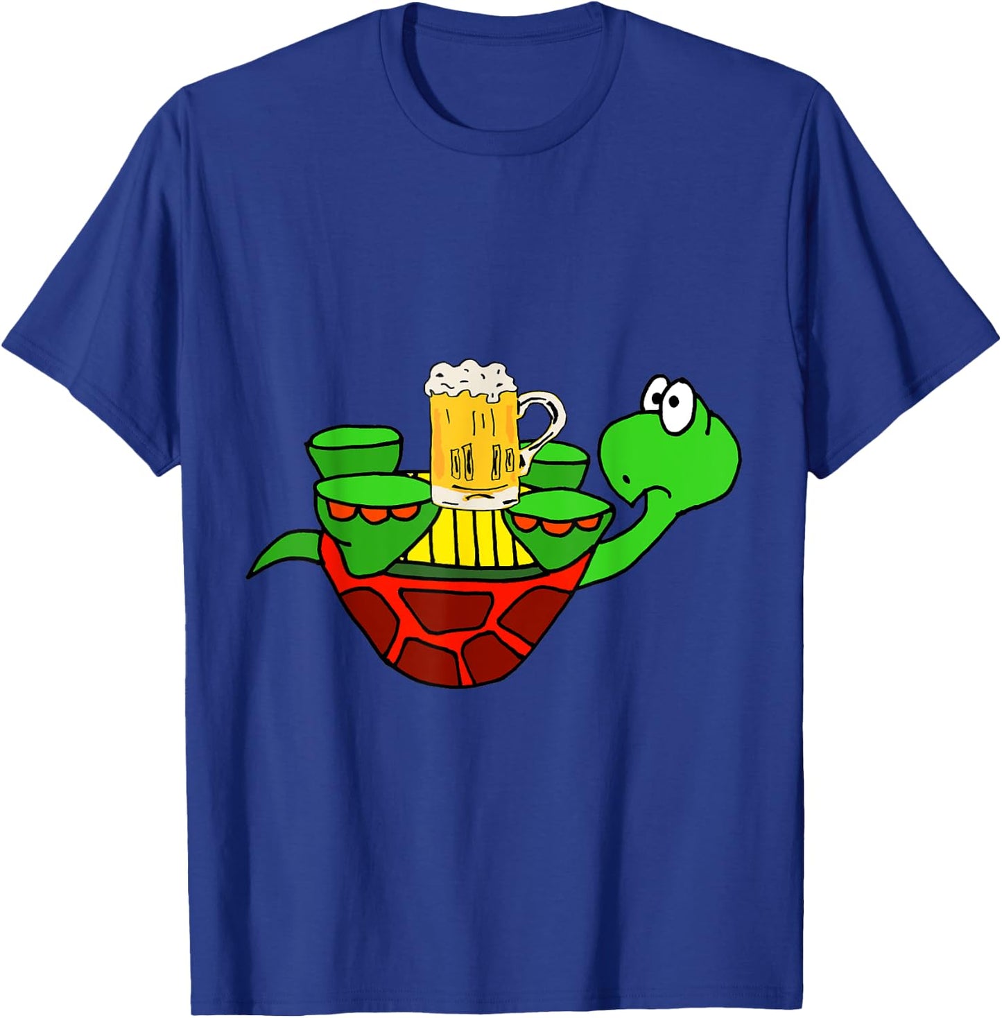 Smileteesfunnya Funny Upside Down Turtle Drinking Beer T-Shirt - T-Shirt | Royal
