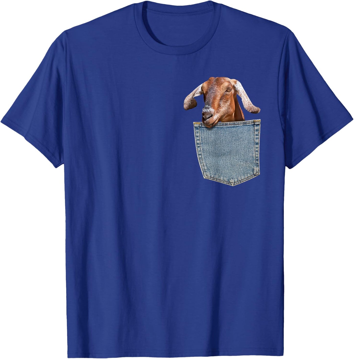 Goat Pocket Baby Goat Peeking Funny Goat shirt Animal T-Shirt - T-Shirt | Royal