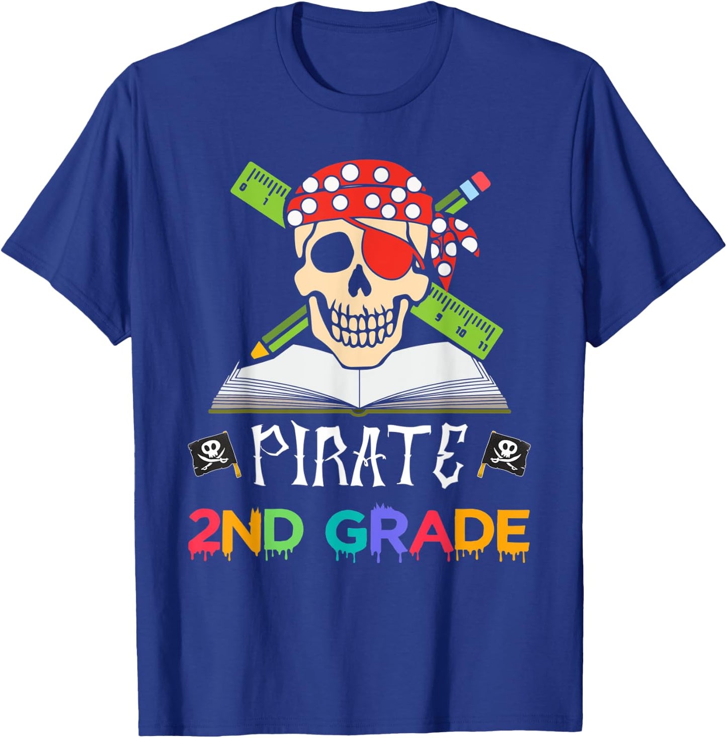 2nd Grade Pirate Halloween Gift Student Teacher T-Shirt - T-Shirt | Royal