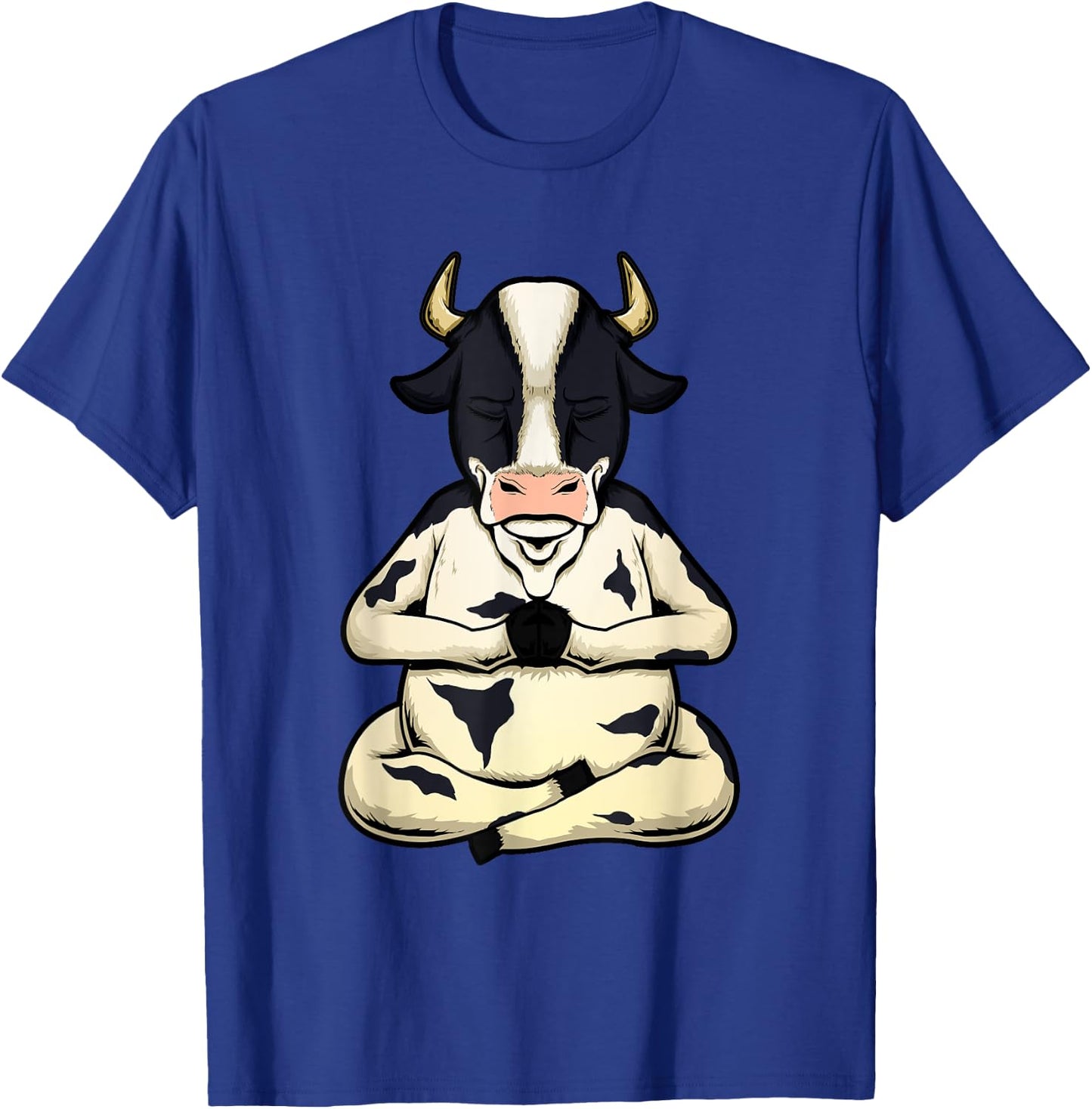 Cow Yoga Meditating Calf Yogi Bull Sitting Yoga Pose Namaste T-Shirt - T-Shirt | Royal